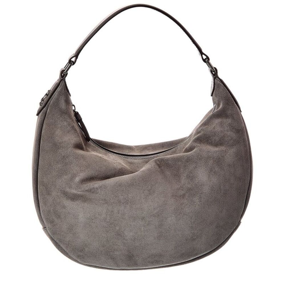 Jimmy Choo Bets Medium Suede Hobo Bag, Grey